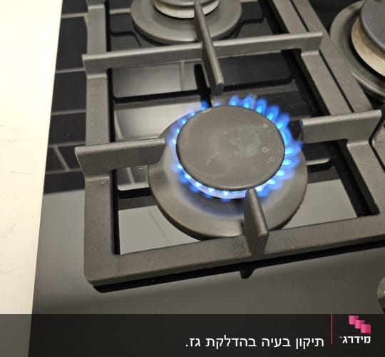 כיריים גז עם להבה כחולה דולקת